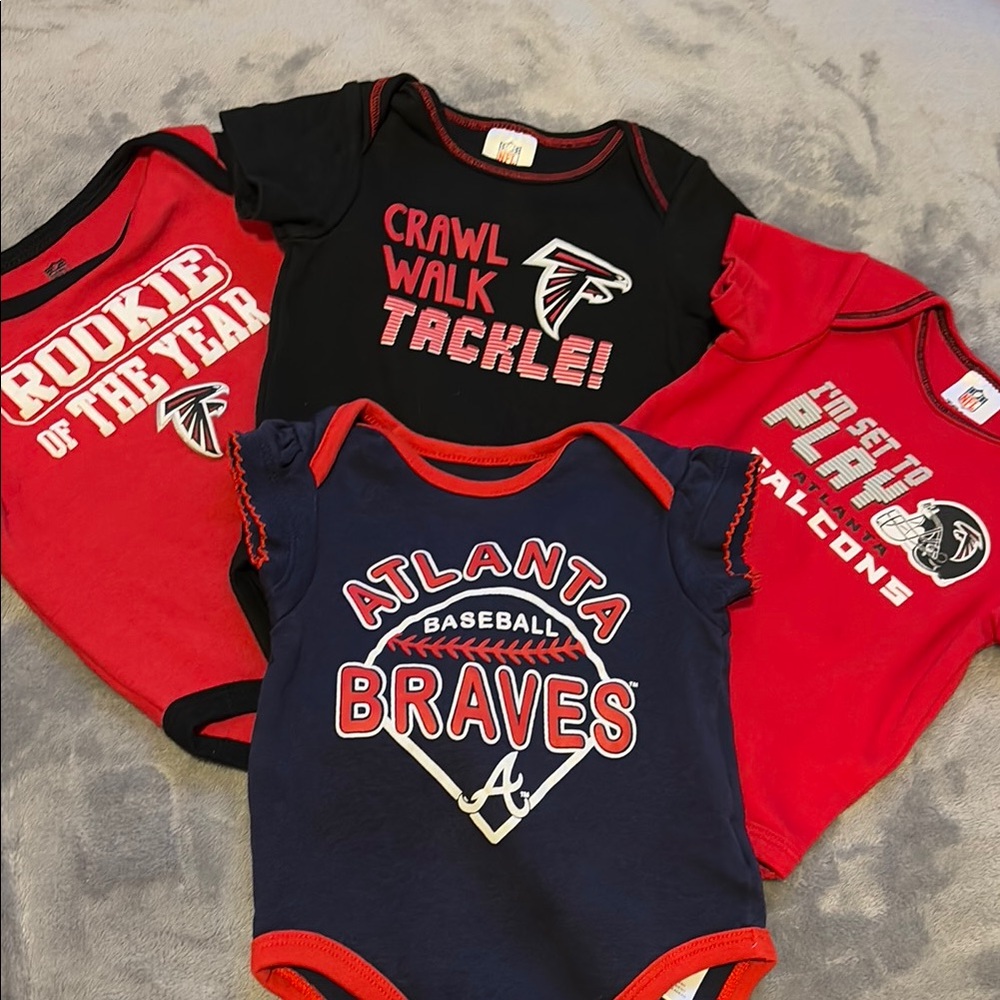 Atlanta Braves and Falcons Baby Onesies Set
